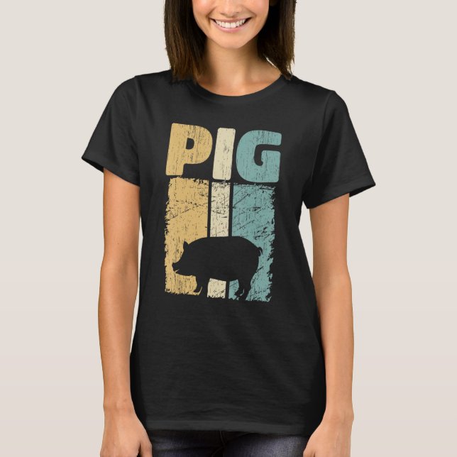 Retro Pig Lover, Cute Farmer, Farming For Men Wome T-Shirt (Front)