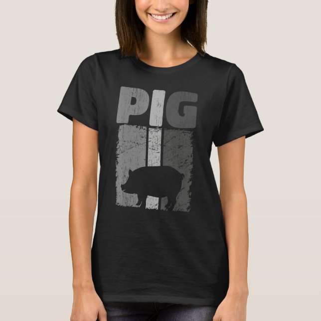 Retro Pig Lover, Cute Farmer, Farming For Men Wome T-Shirt (Front)
