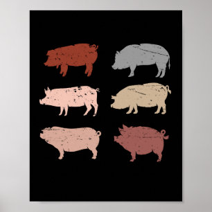 Retro Pig Lover Farm Animals Swine Vintage Pig Poster