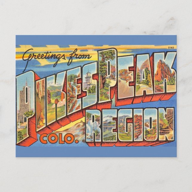 Retro Pikes Peak Colorado  Postcard (Front)