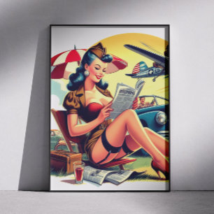 Retro Pilot Pin-up Poster