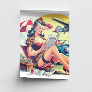 Retro Pilot Pin-up Tissue Paper