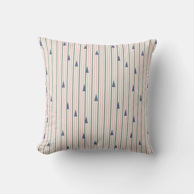 Retro Pin Stripe with Christmas Tree Cushion (Front)