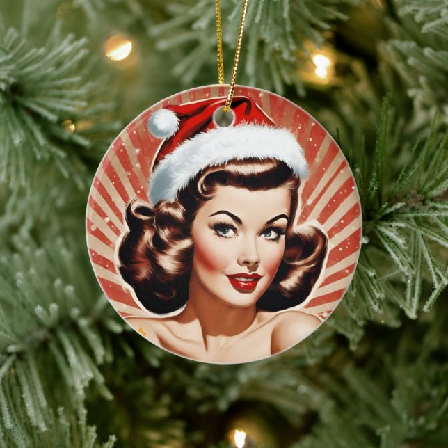 Retro Pin Up Girl Christmas Ceramic Tree Decoration (Tree)