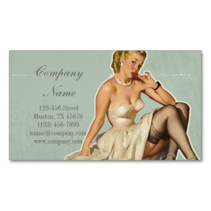 retro pin up Girl Hair Makeup Artist Cosmetologist Magnetic Business Card