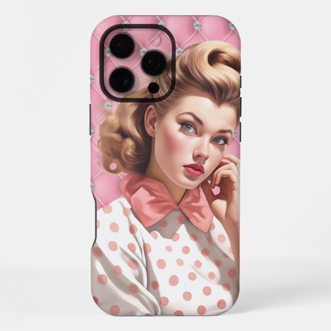  Retro Pin-Up Girl iPhone Case (Back)