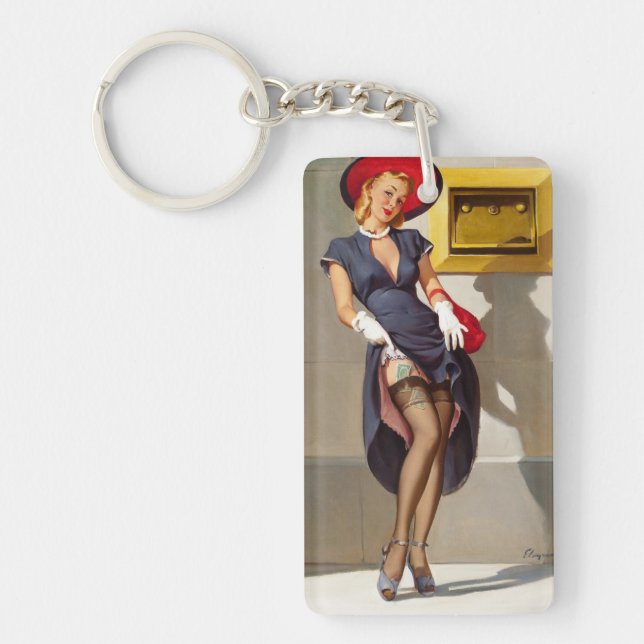 Retro Pin-Up Girl Key Ring (Front)
