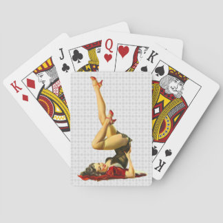 Retro Pin Up Girl Playing Cards