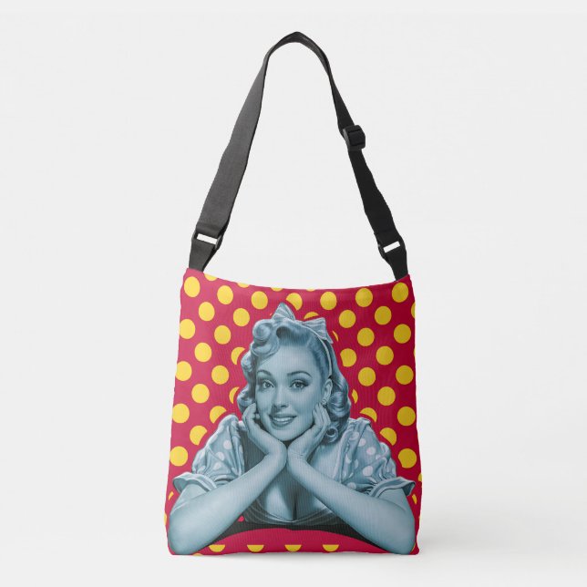 Retro Pin-Up Girl Pop Art Crossbody Bag (Front)