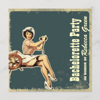 retro pin up girl sailor bachelorette party invitation