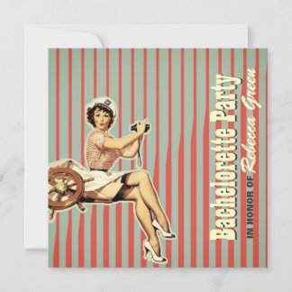 retro pin up girl sailor bachelorette party invitation