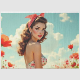 Retro Pin-Up Girl with a Pop-Art Twist Decoupage  Tissue Paper