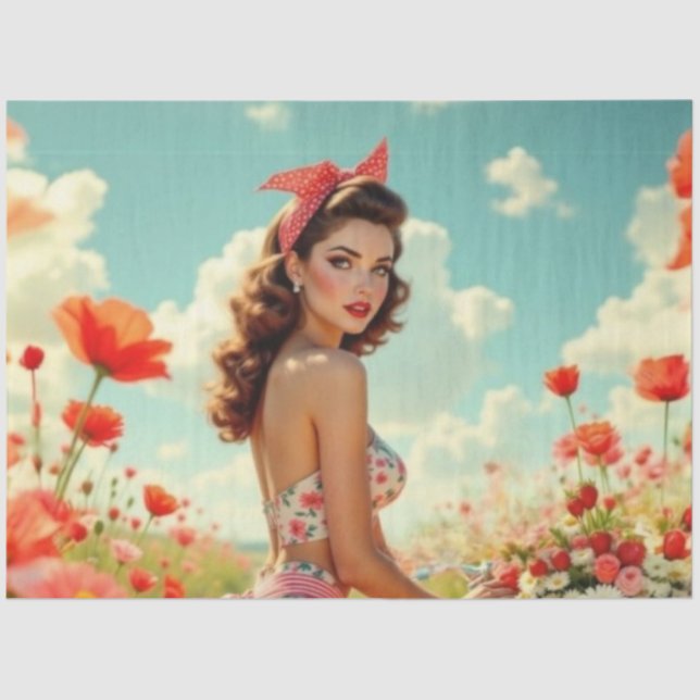 Retro Pin-Up Girl with a Pop-Art Twist Decoupage  Tissue Paper (Front)