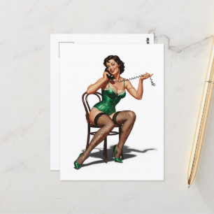 Retro Pin-up Girl with Green Shoes Postcard