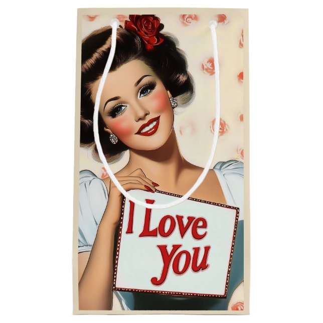 Retro Pin-Up Love Small Gift Bag (Front)