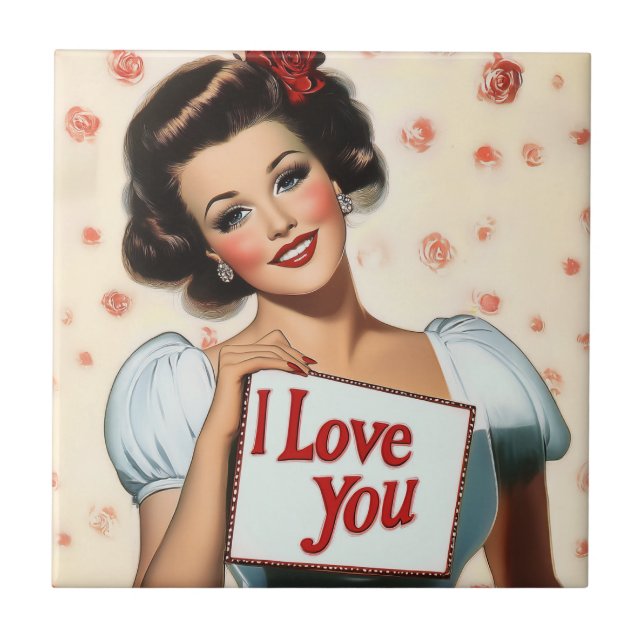 Retro Pin-Up Love Tile (Front)
