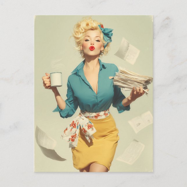 Retro Pin-Up Office Chic Postcard (Front)