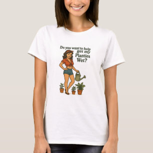 Retro Pin-Up Planties Pun Gardener Design T-Shirt