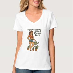 Retro Pin-Up Planties Pun Gardener Design T-Shirt