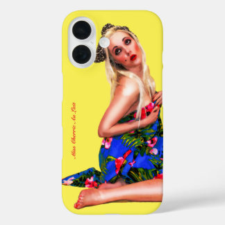 Retro Pin Up Tropical Beach Girl Yellow Phone Case