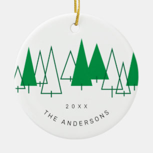 Retro Pine Trees Christmas Ceramic Tree Decoration
