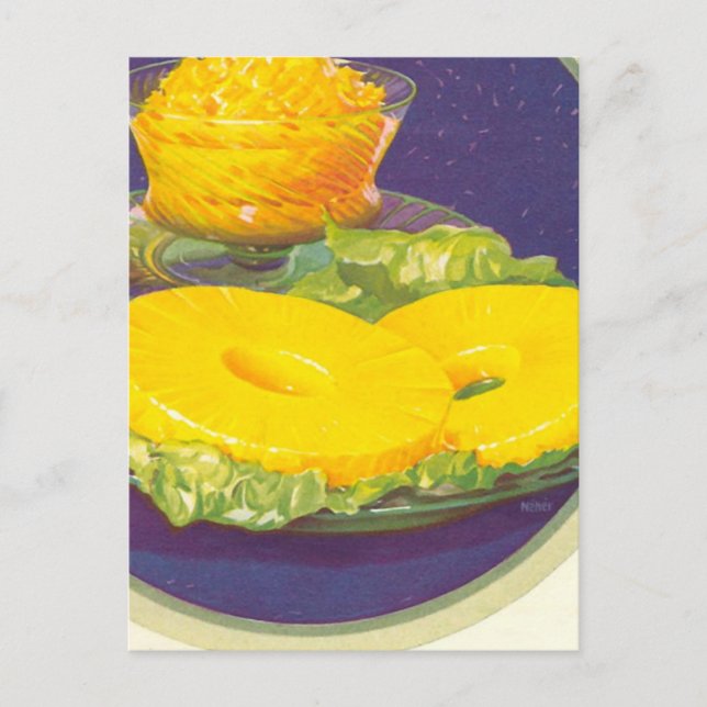 Retro Pineapple Artwork Postcard (Front)