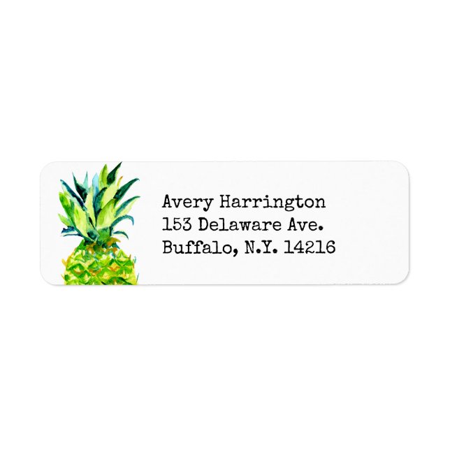 Retro Pineapple Hand-Drawn Hawaii Return Address (Front)