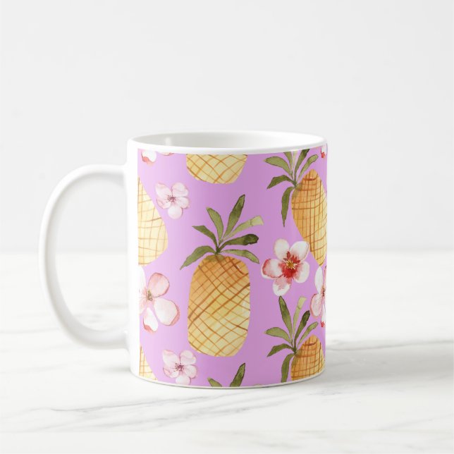 Retro pineapple tropical print coffee mug (Left)