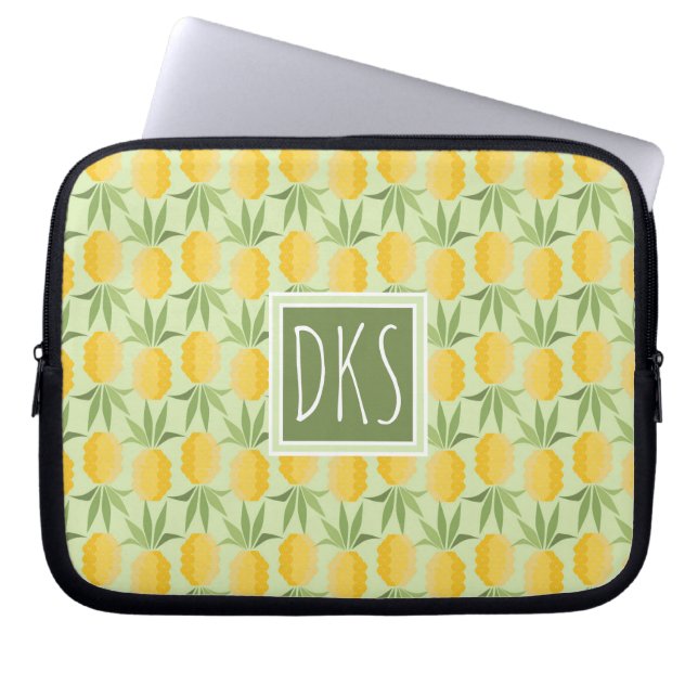 Retro Pineapples | Monogram Laptop Sleeve (Front)