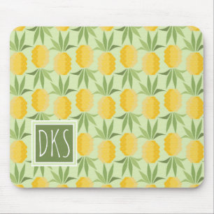Retro Pineapples Monogram Mouse Mat