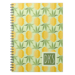 Retro Pineapples Monogram Notebook