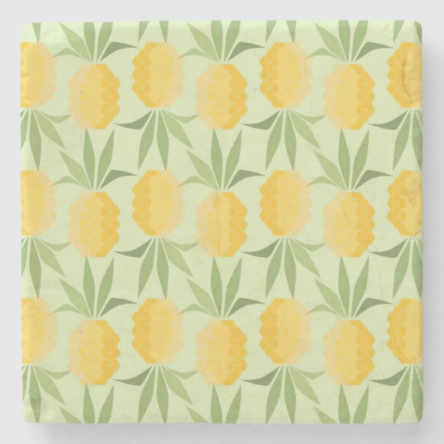 Retro Pineapples Stone Coaster (Front)
