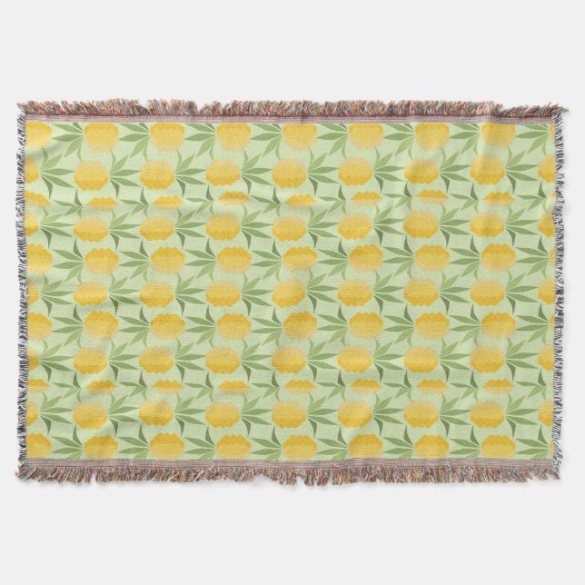 Retro Pineapples Throw Blanket (Front)