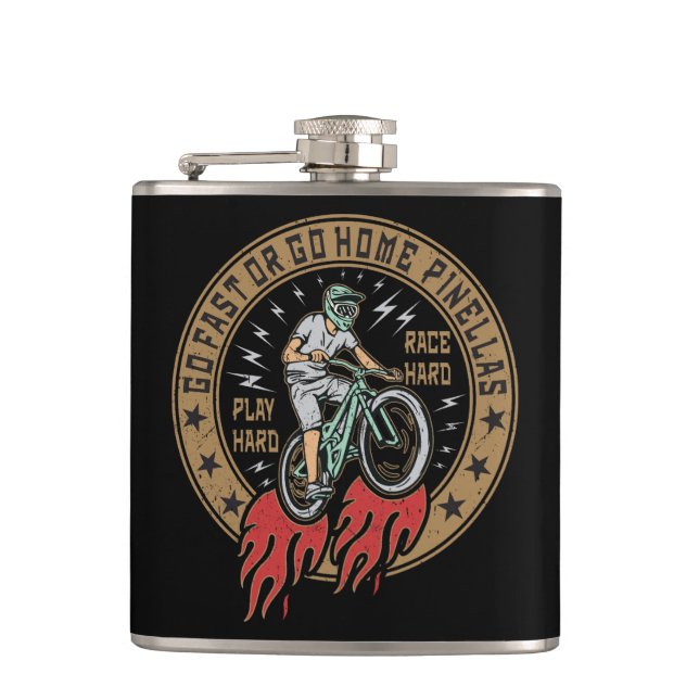 Retro Pinellas Bike Trail Hip Flask (Front)