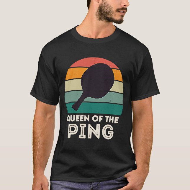 Retro Ping Pong Champion  for Men QUEEN OF THE PIN T-Shirt (Front)