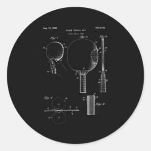 Retro Ping Pong Paddle   Vintage Table Tennis Tee Classic Round Sticker