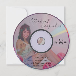 Retro Pink 2000s Girl's Mix CD Birthday Invitation