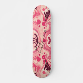 Retro Pink Abstract Floral Art Girly Vintage Skateboard