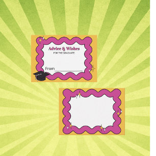 Retro pink advice & wishes graduation enclosure card