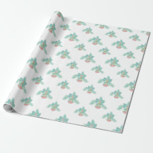 Retro Pink and Aqua ornaments Wrapping Paper
