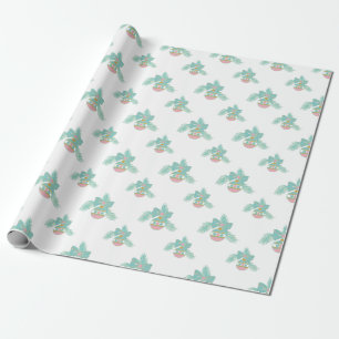 Retro Pink and Aqua ornaments Wrapping Paper