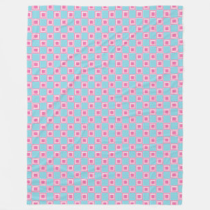 Retro Pink and Aqua Throw Blanket Geometric Square