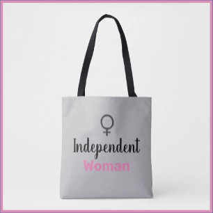 Retro Pink and Black Independant Woman Tote Bag