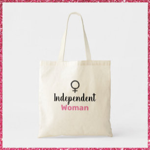 Retro Pink and Black Independant Woman Tote Bag