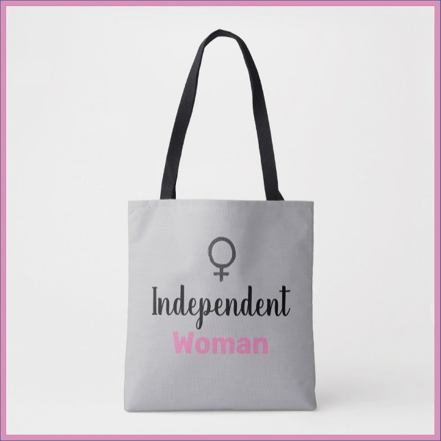Retro Pink and Black Independant Woman Tote Bag (Creator Uploaded)