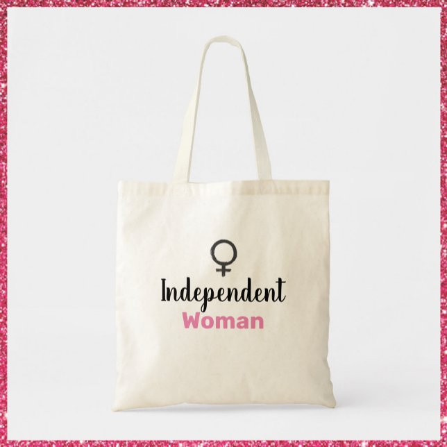 Retro Pink and Black Independant Woman Tote Bag (Creator Uploaded)