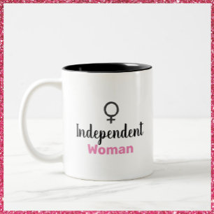 Retro Pink and Black Independant Woman Two-Tone Coffee Mug