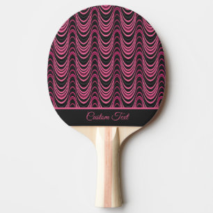 Retro Pink and Black Wavy Abstract Pattern Ping Pong Paddle