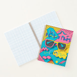 Retro Pink and Blue 90's Vibes Personalised Notebook