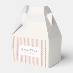 Retro Pink And Brown Heart Stripes Bakery Favour Box